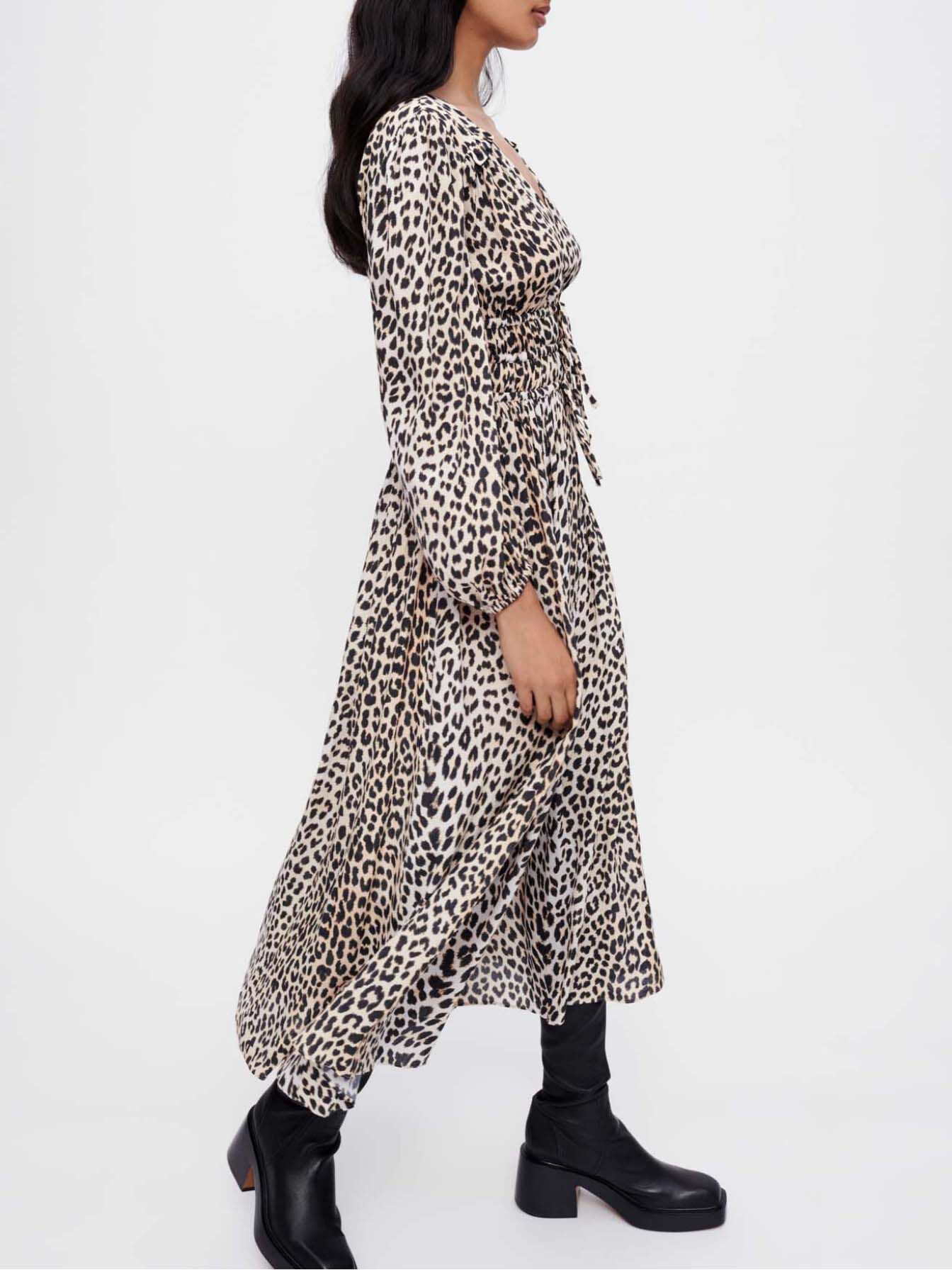 Maxi-jurk van viscose met luipaardprint - Licht luipaard