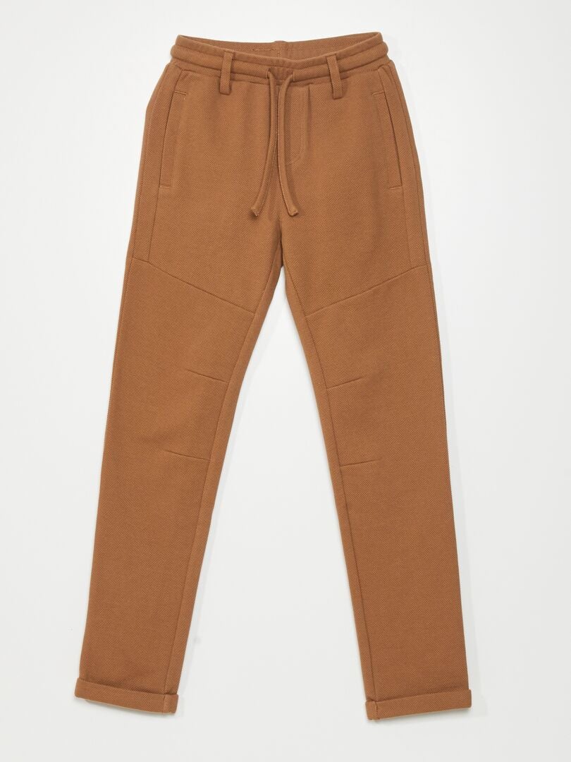 Katoenen piqué joggingbroek - BEIGE