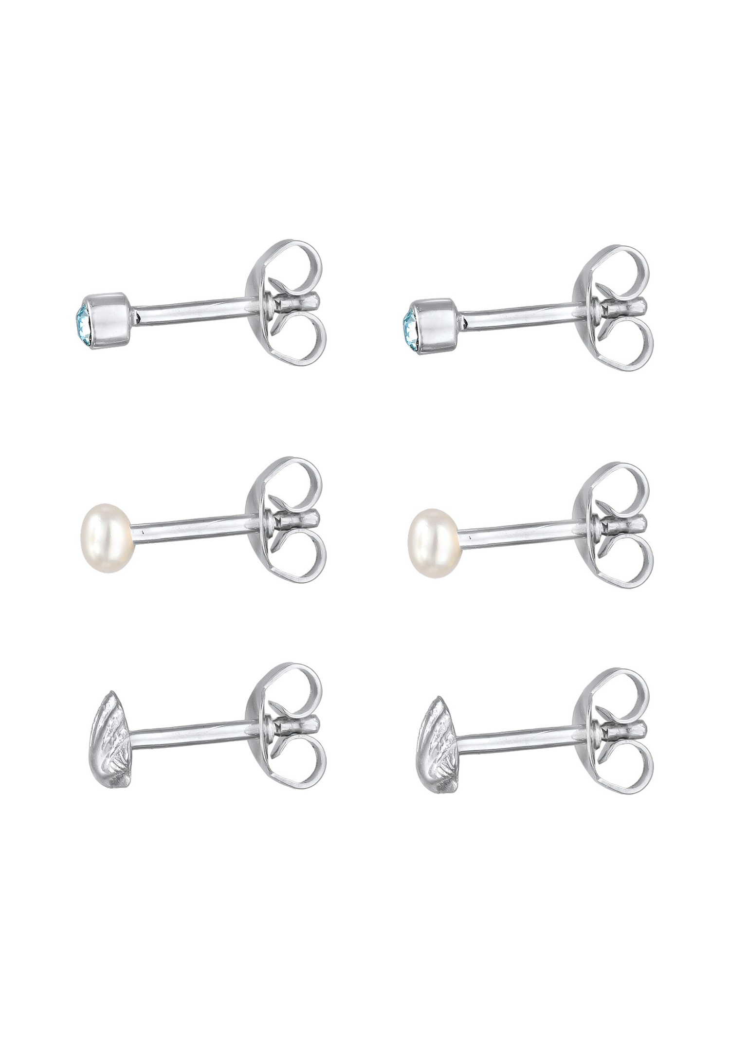 Elli Femmes Set Clous d'oreilles coquillage avec Cristal et Perle de culture d'eau douce en Argent Sterling 925
