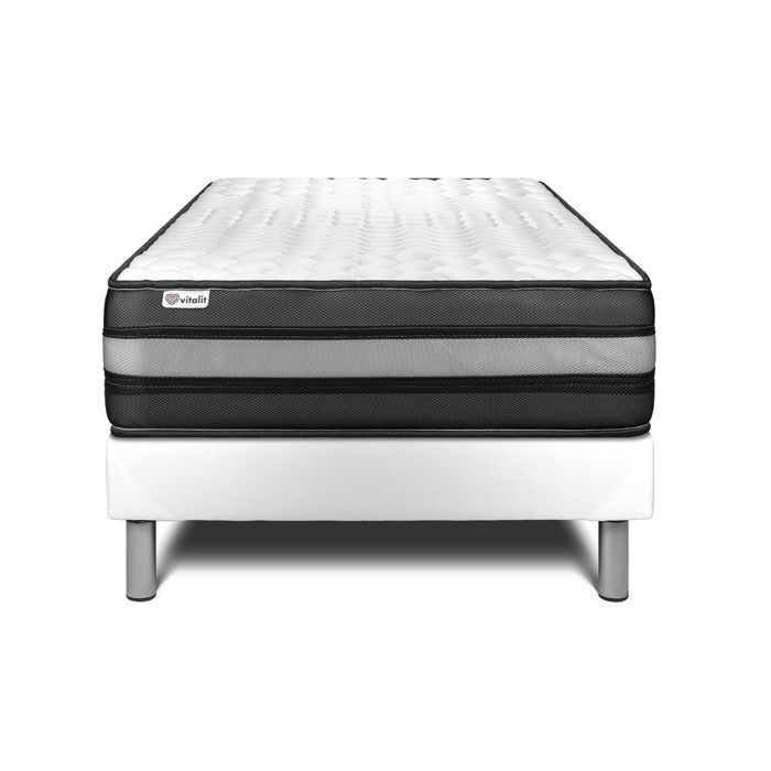 Colchón y base de cama de 90x200 cm - Vital Power Zen Blanco