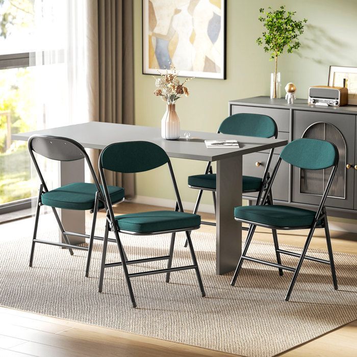 Lot de 4 chaises pliantes - HOMCOM - portables - assises et dossiers rembourrés - velours côtelé - 45 x 48,5 x 82 cm - bleu