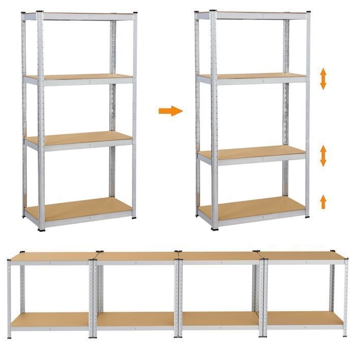 Juego de 2 estantes de almacenamiento Yaheetech, 80 × 40 × 160 cm, capacidad de carga de 130 kg por estante, garaje, taller, cocina, sala de estar.