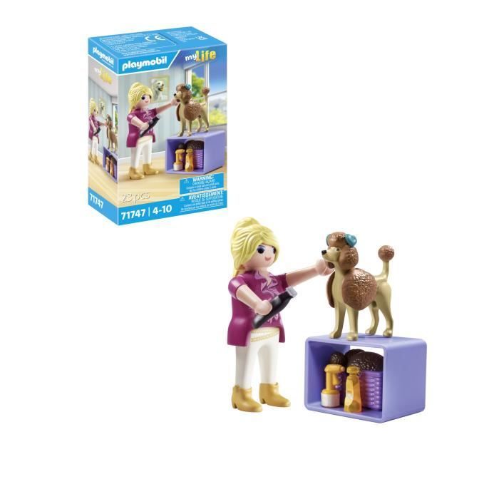 PLAYMOBIL 71747 Toiletteuse avec caniche et accessoires, My Life, 23 pièces, Dès 4 ans