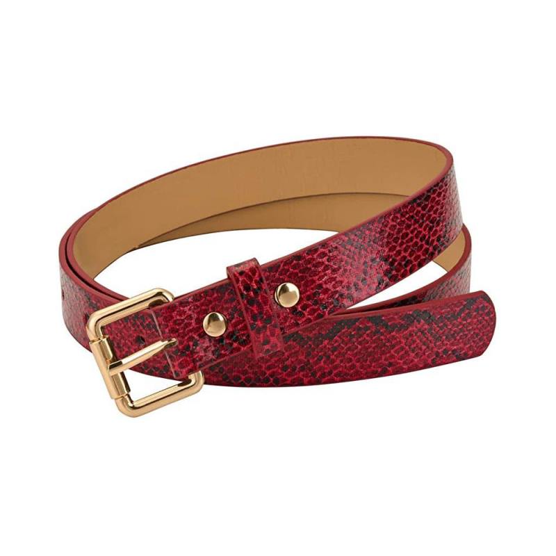 Ceinture femme en similicuir imitation serpent, fine et élégante, idéale pour jeans, robes et pantalons.