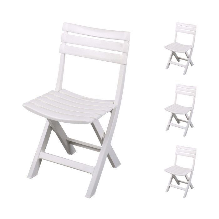 Silla de jardín plegable - PROGARDEN - Birki - Blanca - Polipropileno - Muebles de jardín