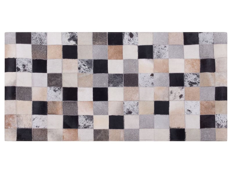 Dywan skórzany 80x150 cm patchwork brąz