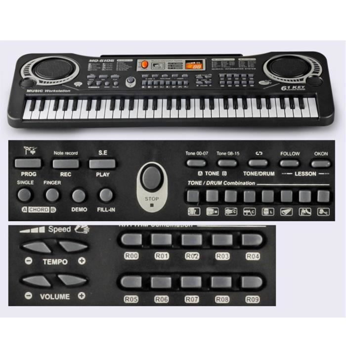 Monitoiminen 61-koskettiminen elektroninen piano lapsille mikrofonilla (USB)