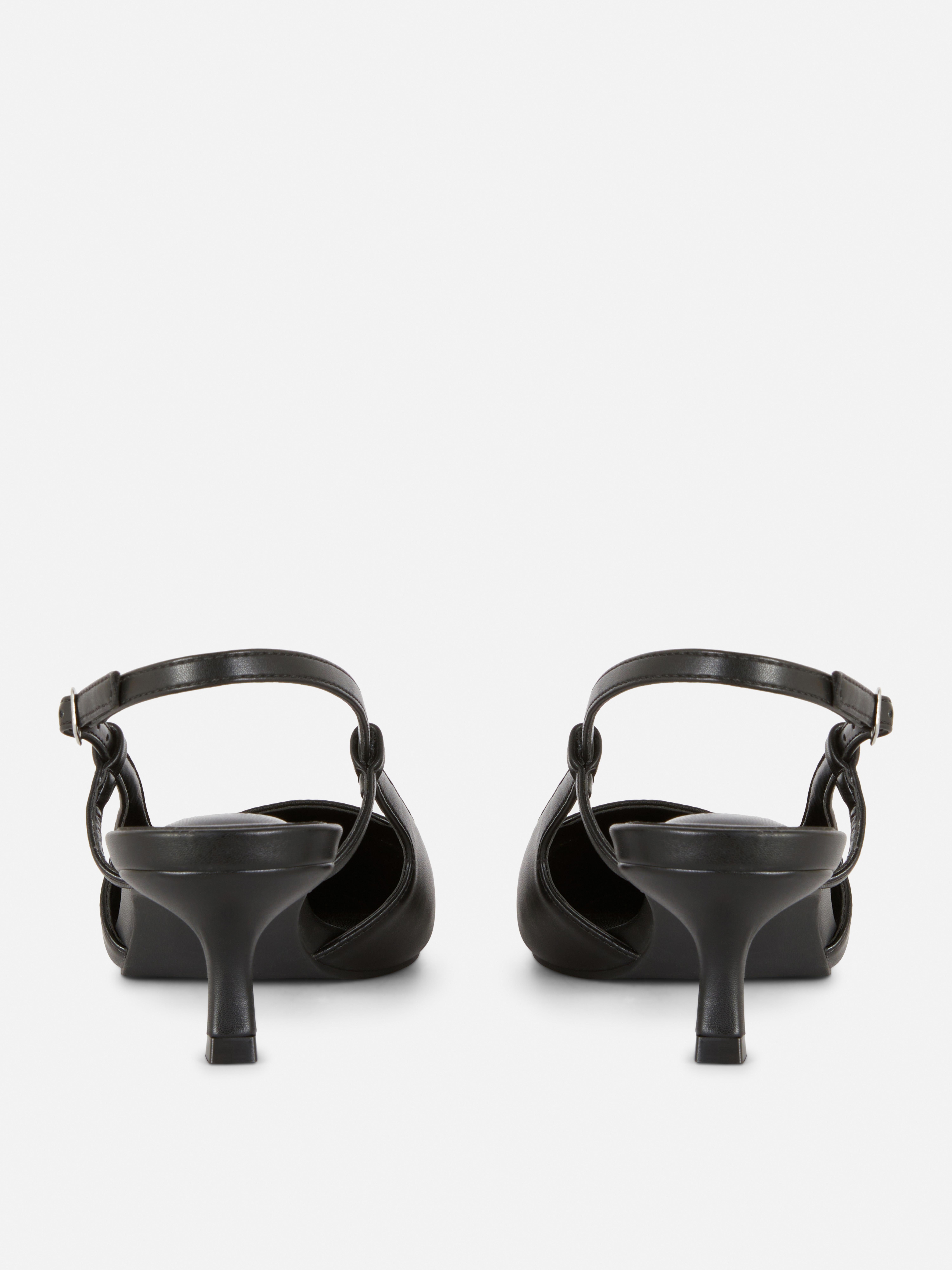 Pantofi cu slingback din piele ecologică, cu vârf ascuțit
