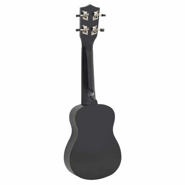 Set de ukelele soprano vidaXL con funda para niños, negro, 23
