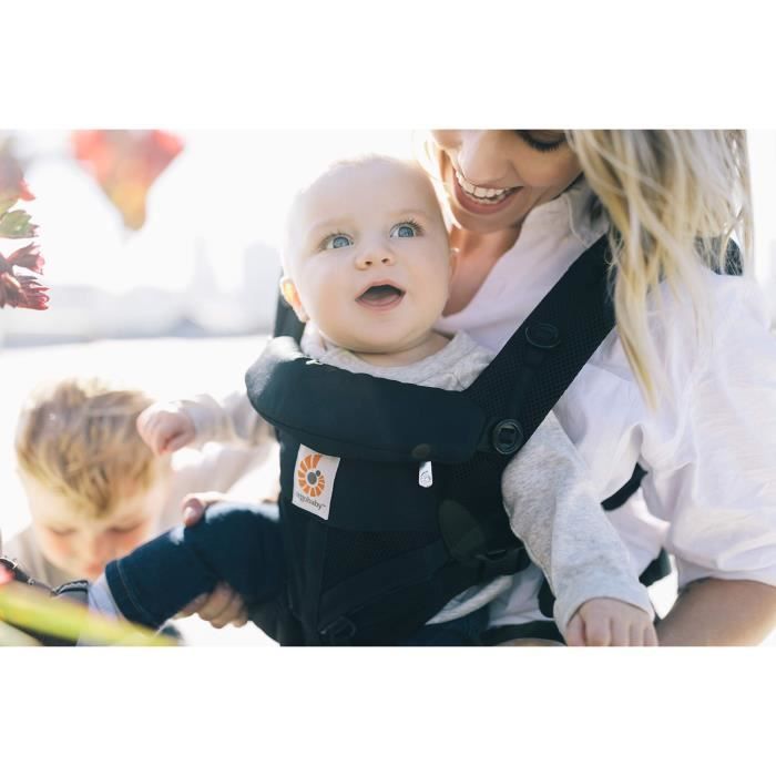 Ergobaby Porte Bebe Omni 360 Ergonomique et Physiologique pour Nouveau né, Cool Air Dorsale et Ventral, Onyx Noir