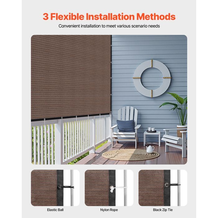 Vela de sombra 90% - VEVOR - 3050 x 3660 mm - Malla de sombra con ojales de acero inoxidable - Protección solar