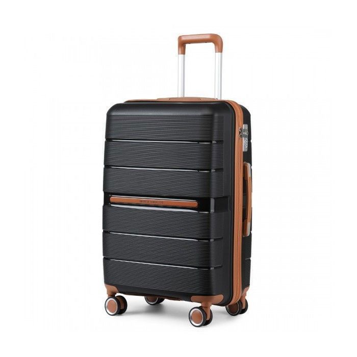 British Traveller Stor Koffert 76x50x31cm Trillekoffert med TSA-lås Håndbagasje - 92L, Svart