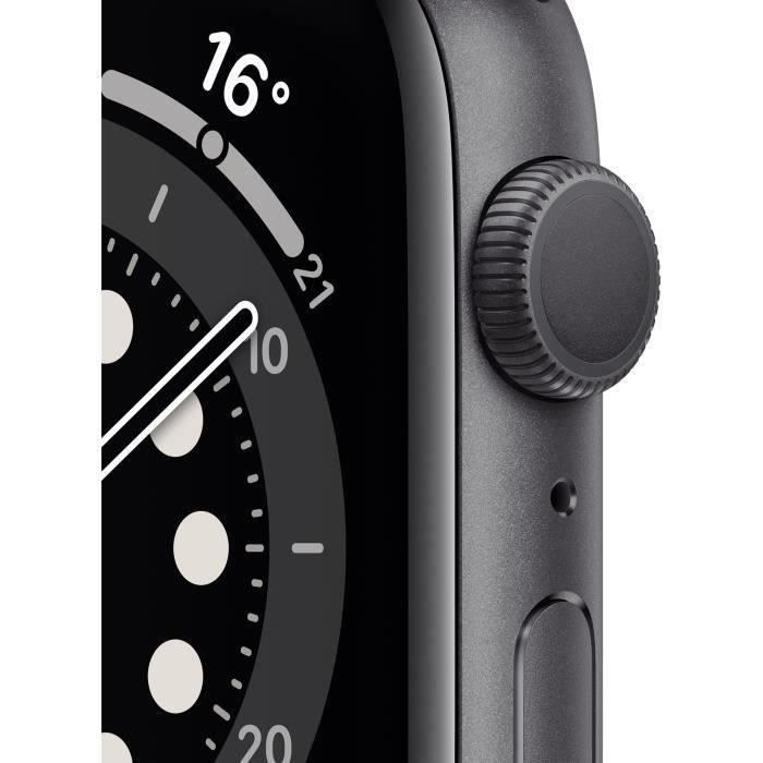 Apple Watch Series 6 GPS - 44 mm Space Gray aluminium kast - zwarte band (2020) - Gereviseerd - Uitstekende staat