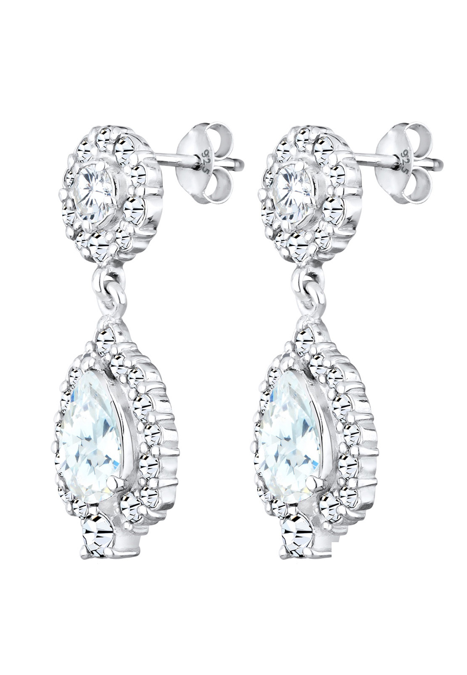 Elli PREMIUM Femmes pendentif d'oreilles Glamour Vintage avec cristaux de zirconium en argent sterling 925