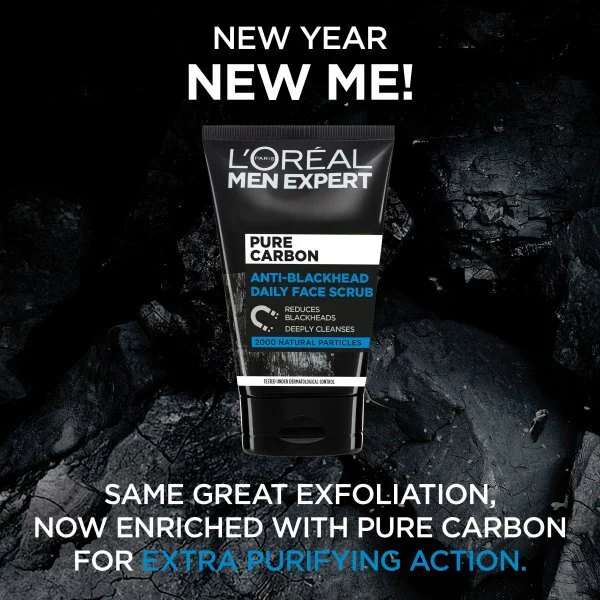 L'Oréal Men Expert peeling na obličej s aktivním uhlím 100ml | Dárky pro tátu | Superdrug