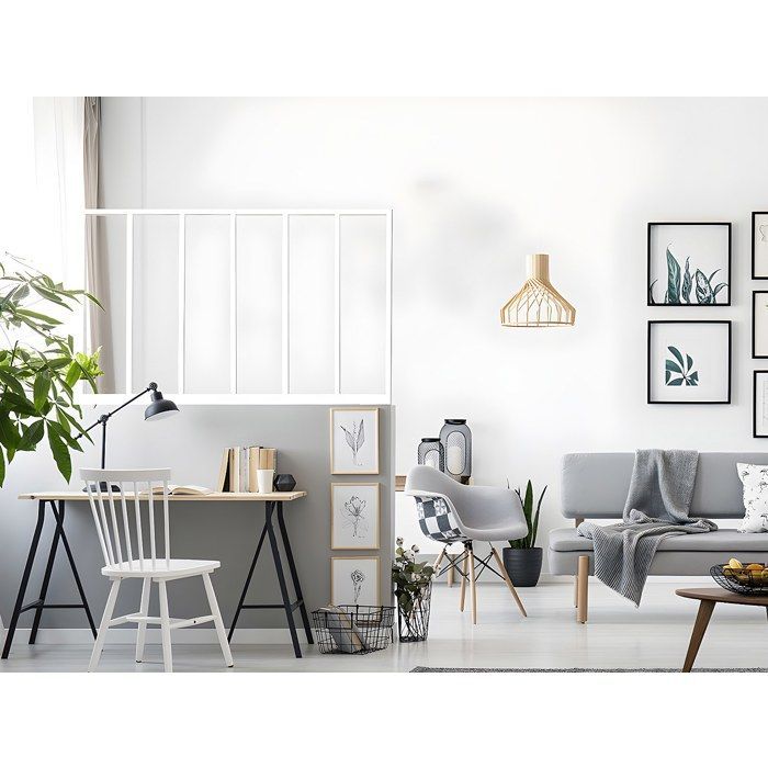Tettoia in vetro stile officina in alluminio verniciato a polvere - 180x105 cm - Bianco - BAYVIEW