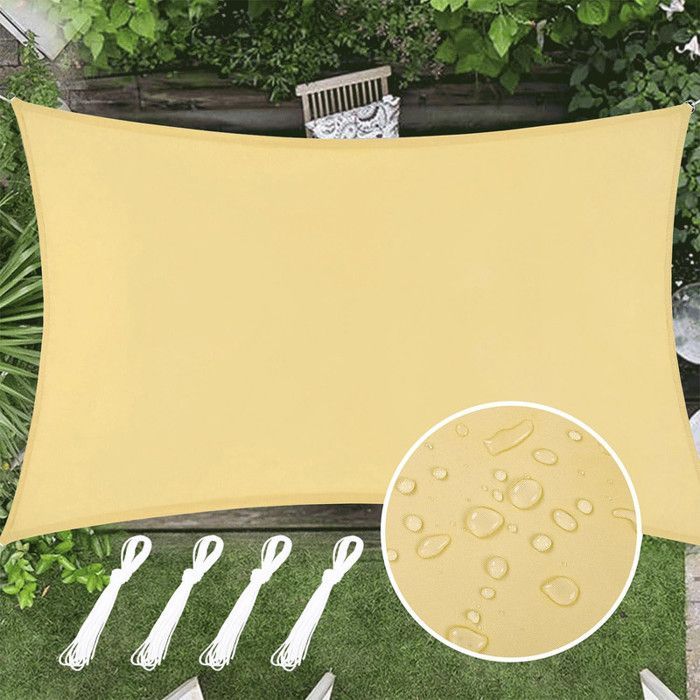 Voile d'ombrage Rectangulaire Imperméable 420D Oxford Toile d'ombrage 95% UV Protecteur pour Patio Extérieur Jardin Terrasse - 2x3m