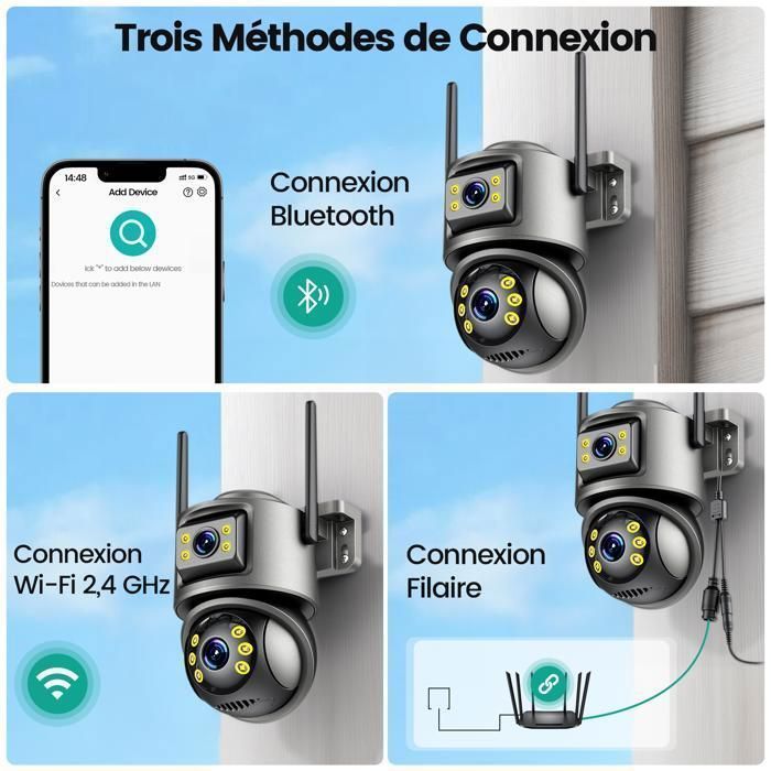 LOSEI Dual-Lens-Überwachungskamera 6MP 4K UHD 5x Zoom Nachtsicht Personenerkennung Gegensprechanlage ICSee App WLAN BT Alexa IP66