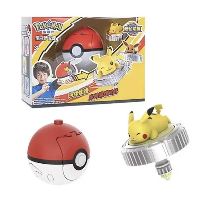 Pokéball Lance-Toupie Pikachu – Jouet Pokémon avec Lanceur – Toupie Enfant – Cadeau Garçon/Fille