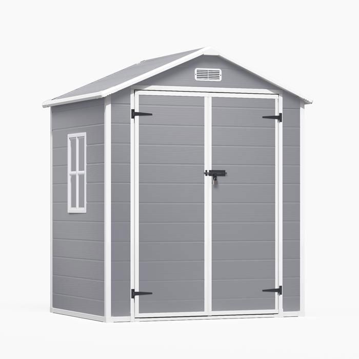 Casetta da giardino - Bealife - 2 m² - Resina - 2 porte - Pavimento - Finestra - Tetto a doppia falda - Casetta grigia