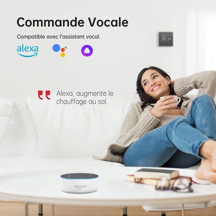 Termostato intelligente WiFi per caldaia a gas - programmabile, compatibile con Alexa/Google Home, contatto 3A, nero