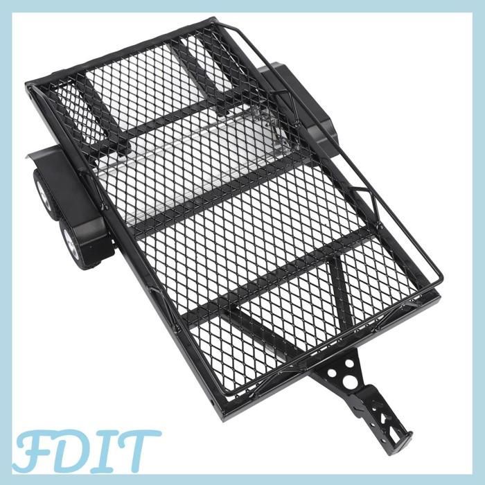 Rimorchio pianale in metallo con gancio, kit rimorchio a piattaforma metallica a due assi per modellismo RC pesante