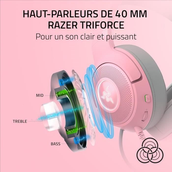 Casque Filaire RGB - RAZER - Kraken Kitty V2 - Oreilles de Chat - Micro HyperClear - Son Surround 7.1