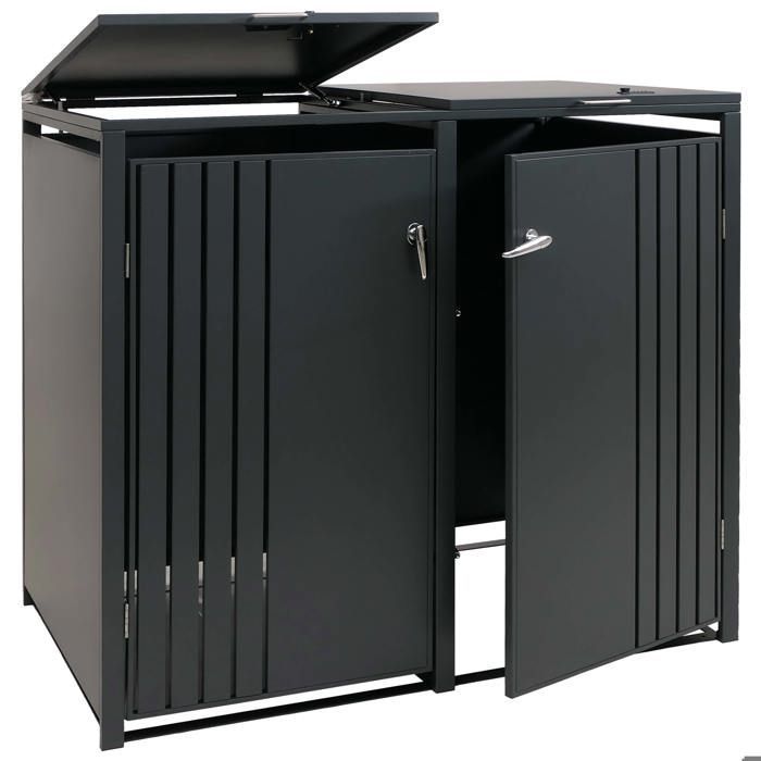 Caja para 2 contenedores - DÉCOSHOP26 - 04_000 - 122x132x84 cm - Acero galvanizado con recubrimiento en polvo - 80–240 L, con cerradura
