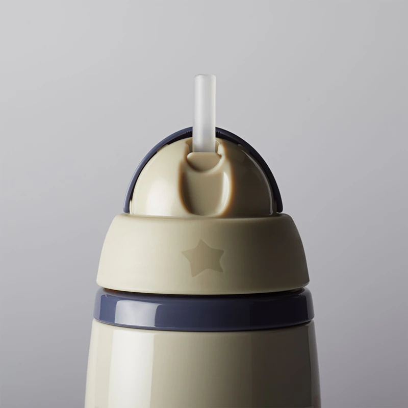 Tommee Tippee Superstar termoizoliacinis šiaudelis pilkas puodelis su šiaudeliu