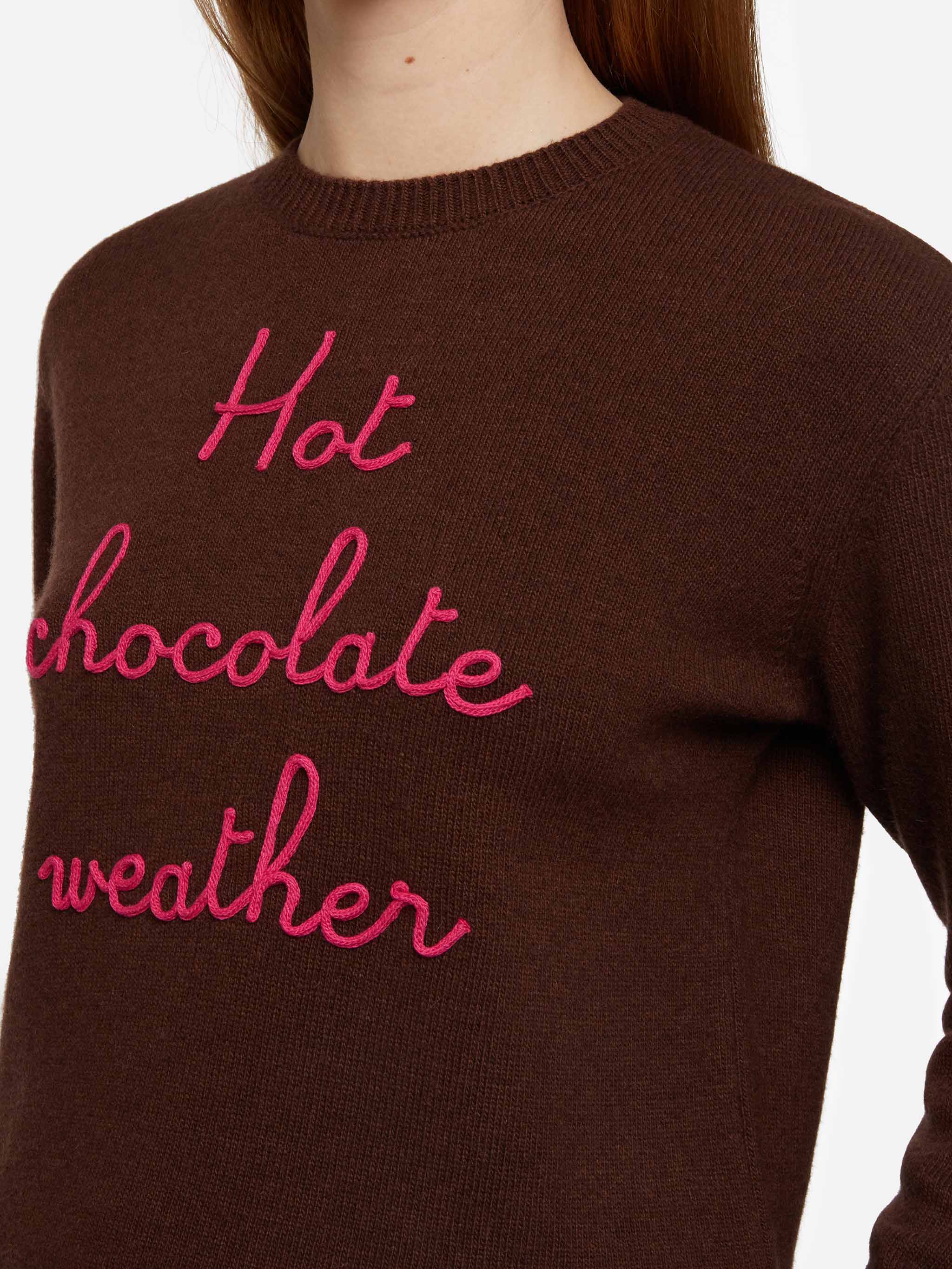 Pull Queen marron avec broderie « Temps chocolat chaud »