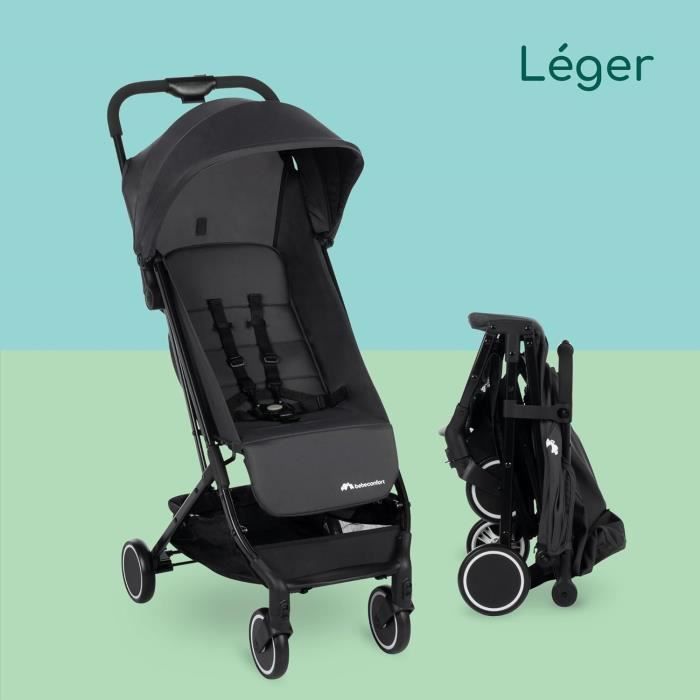 BEBECONFORT SOKO Poussette canne ultra compacte, légère, dès la naissance, jusqu'à 15 kg (3-4 ans environ), Mineral graphite