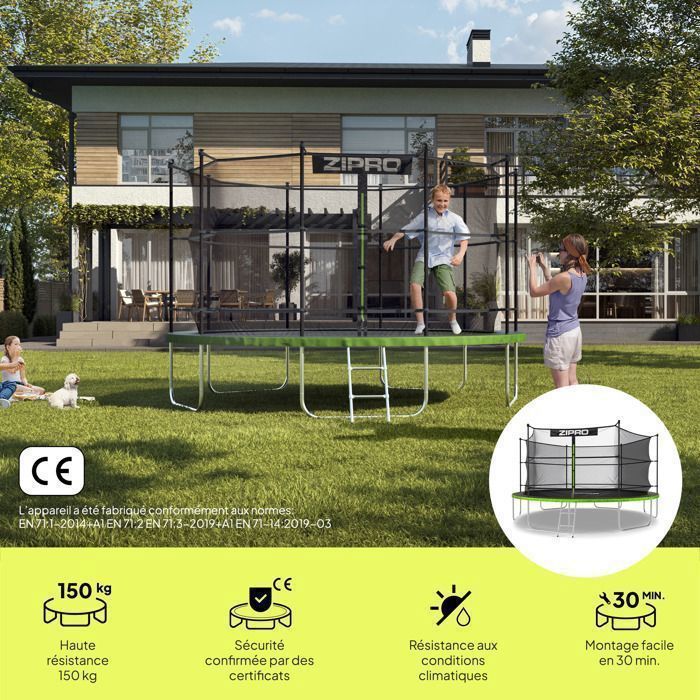 Trampolino da giardino ZIPRO Jump Pro - 435 cm - Portata massima 150 kg - Dotato di scaletta di sicurezza