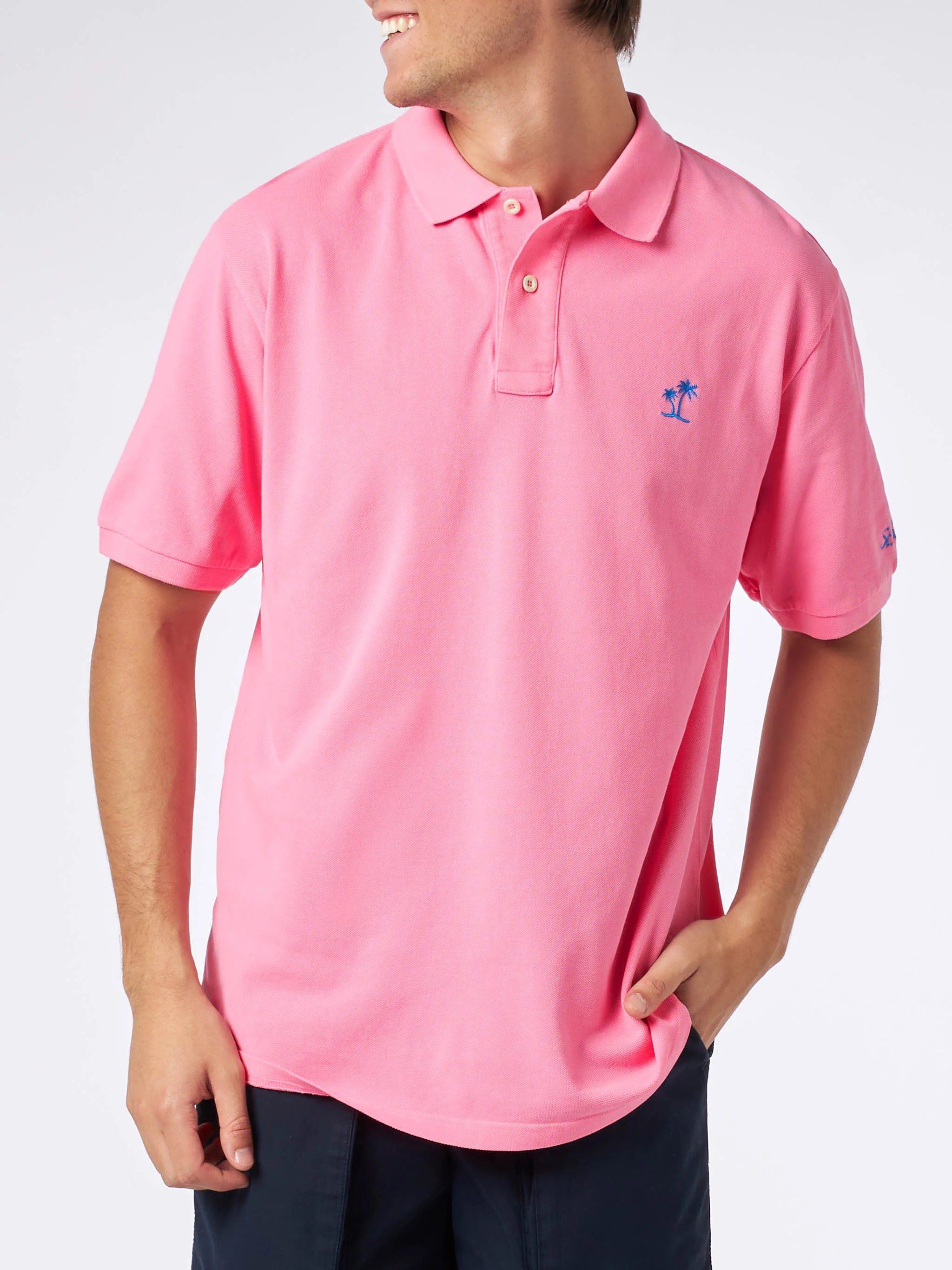 Roze piqué poloshirt voor heren met St. Barth-logo en vintage-effect.