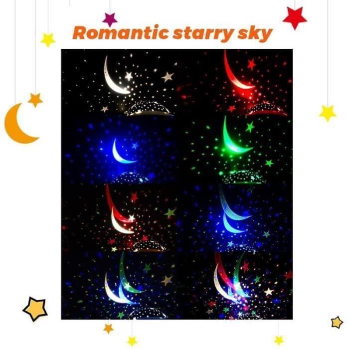 Proiettore di stelle per bambini, lampada da soffitto a LED con proiettore rotante a 360°, luce notturna per neonati con 10 modalità di colore (Cad382)