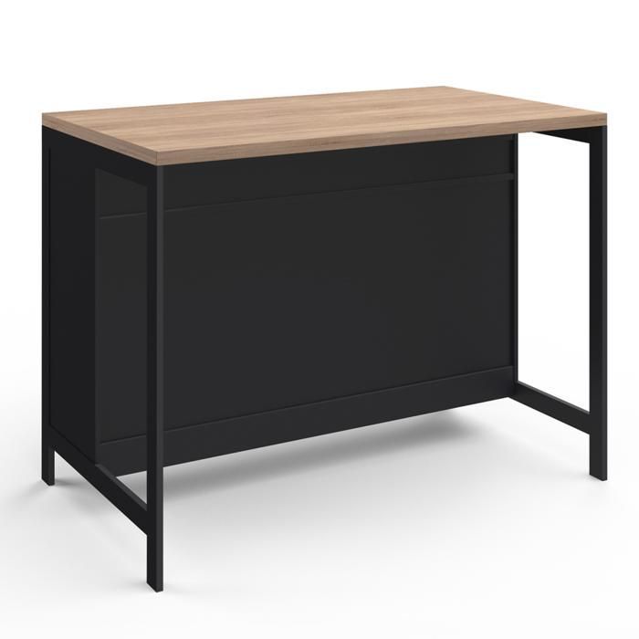 IDMARKET Isla central de estilo rústico de 120 cm, modelo ISIS, con tapa de madera efecto haya y acabado en negro.