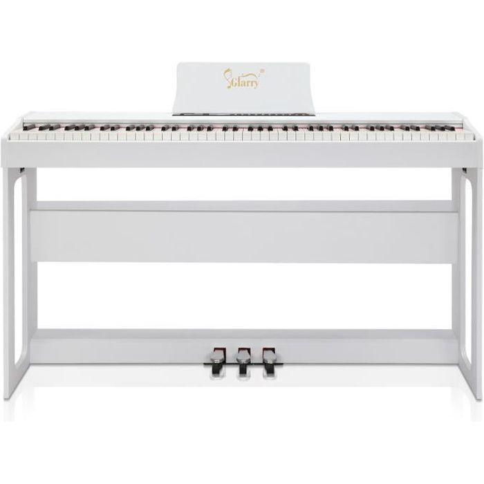 Teclado Glarry GDP-104/A-815 de 88 teclas con acción de martillo estándar, sin cubierta, sin banqueta, piano eléctrico blanco