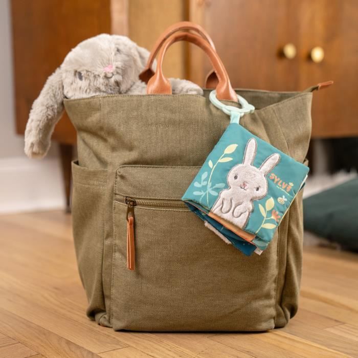 INGENUITY Baby Nachtlampje, Konijnenknuffel, Babycadeau, Sylvie Pluche Speelgoed, Reageert op Babygehuil, Muzikaal, Lichtgevend, Speenclip