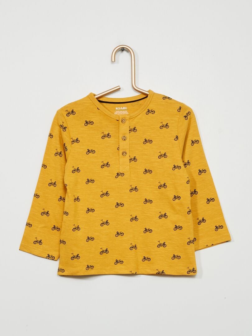 Camiseta Henley com estampa - AMARELA