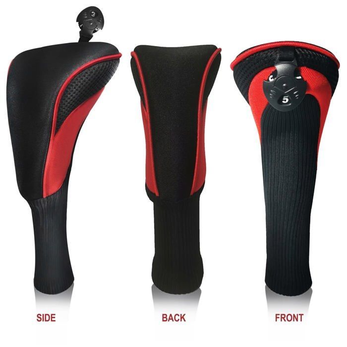 Fundas para palos de golf para maderas de calle, driver e híbrido, con etiquetas numeradas intercambiables y collar de malla largo,