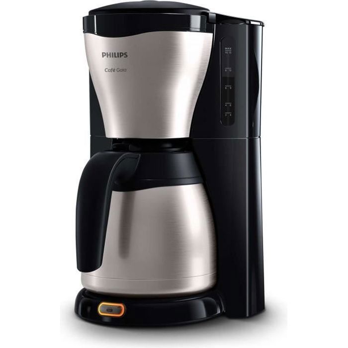 Philips HD754620 Filter Coffee Maker - 1.2L, 15 Cups, Thermal Gauge, Automatic Shut-Off - Black Metal
