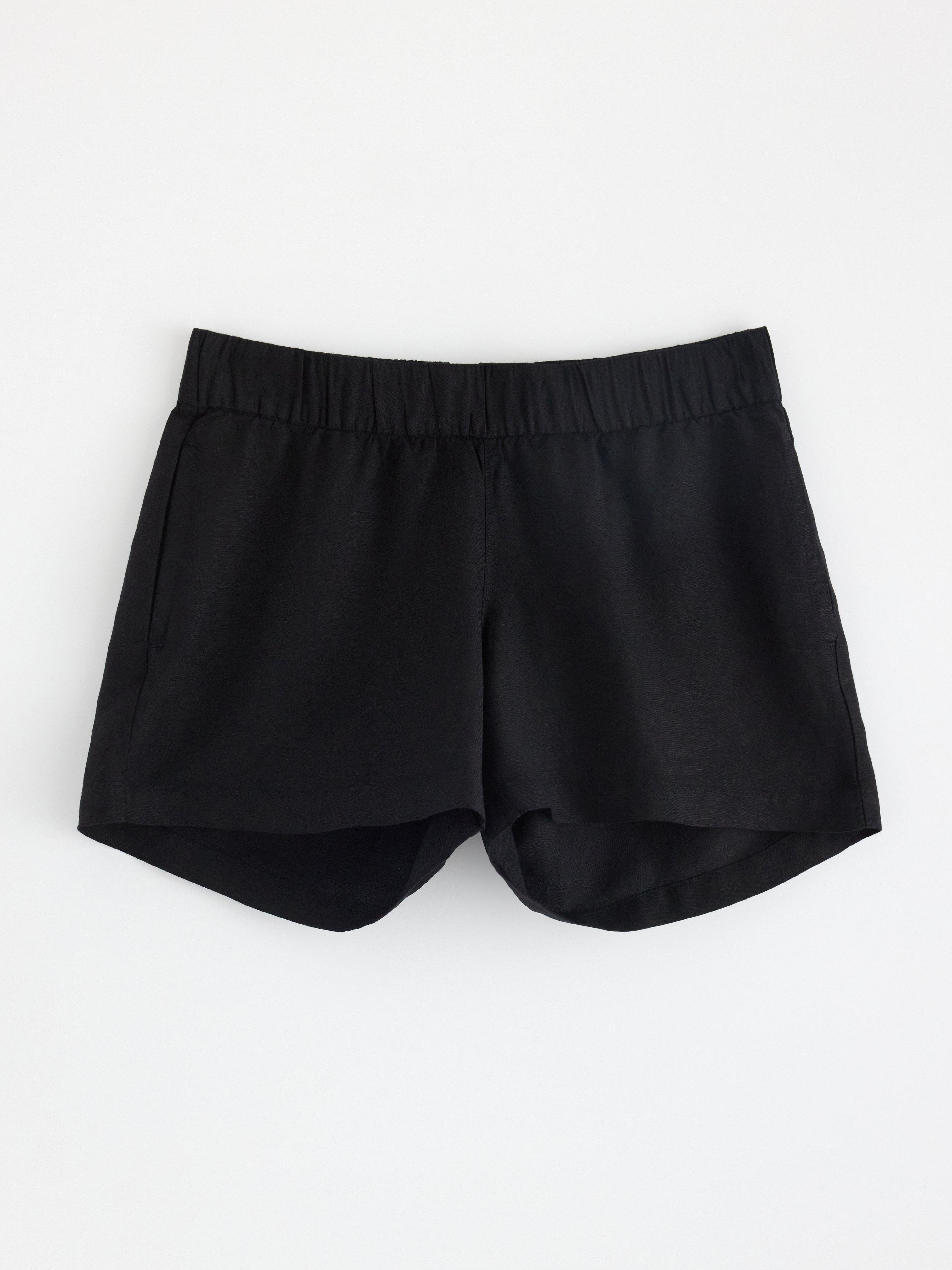 Pantalones cortos MOM de mezcla de lino negro