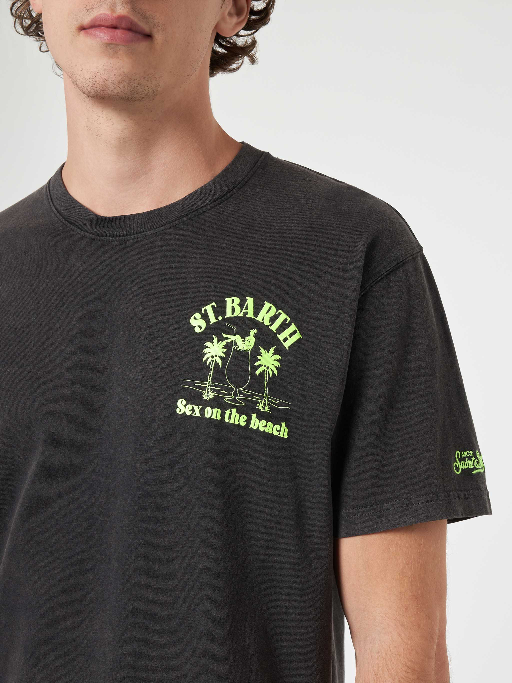 Vintage Jack Cotton heren T-shirt met St. Barth Sex-print.