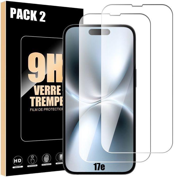 2 protectores de pantalla de vidrio templado para iPhone 17e - Resistentes a los arañazos 9H, transparentes
