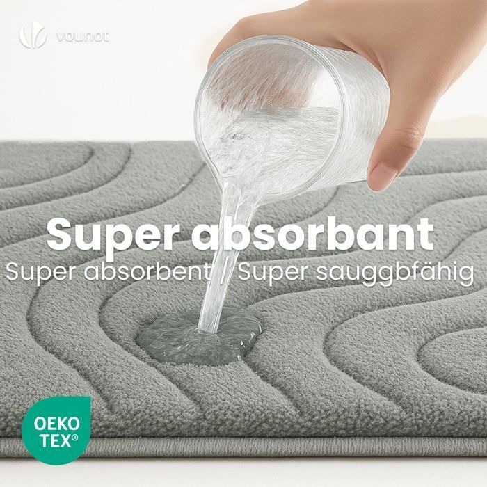 VOUNOT® Lot de 2 Tapis de Bain Antidérapant microfibre motif ondulé 50x80cm gris