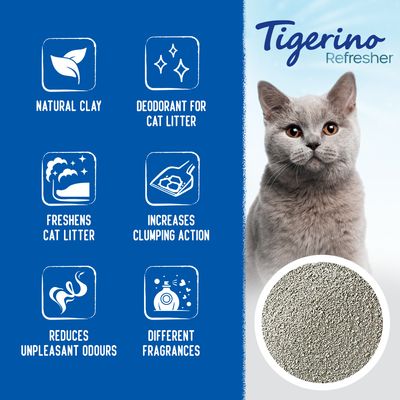 Tigerino Refresher Naturalny dezodorant glinkowy do kuwety dla kota – 3 warianty zapachowe