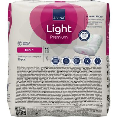 Abena Light Premium Discreet Single Wrap Mini 1 Apósito diario discreto y transpirable 20 unidades 20 unidades