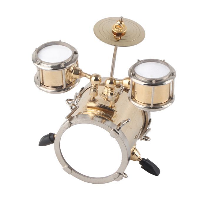 Set di miniature in ottone, ornamenti realistici di strumenti musicali con scatola - per batteristi e musicisti - regali
