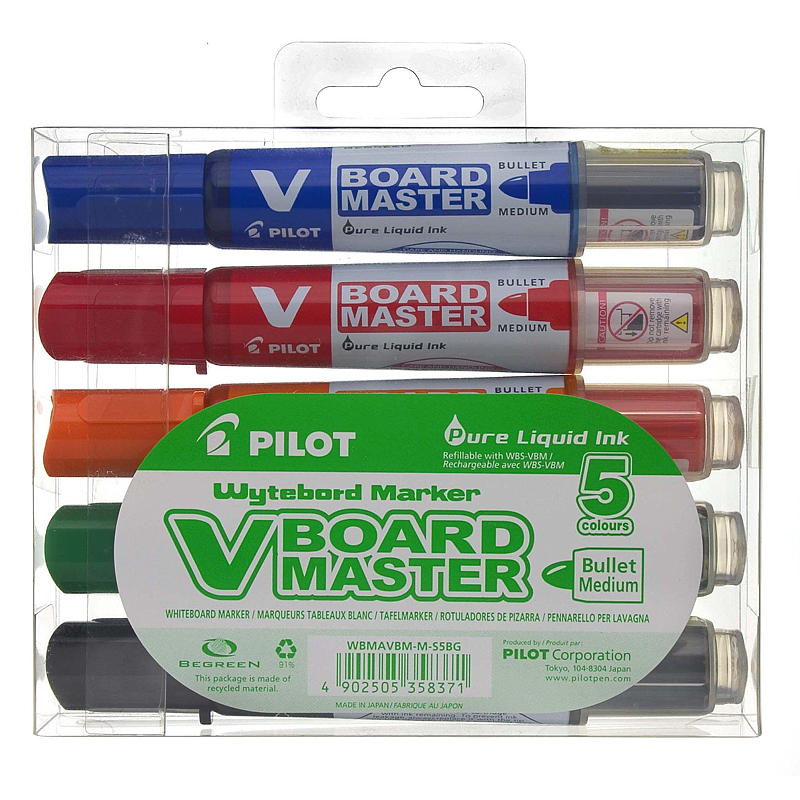 Pilot Whiteboardpenn 5-pakning V-tavle med avfaset Pilot-kant