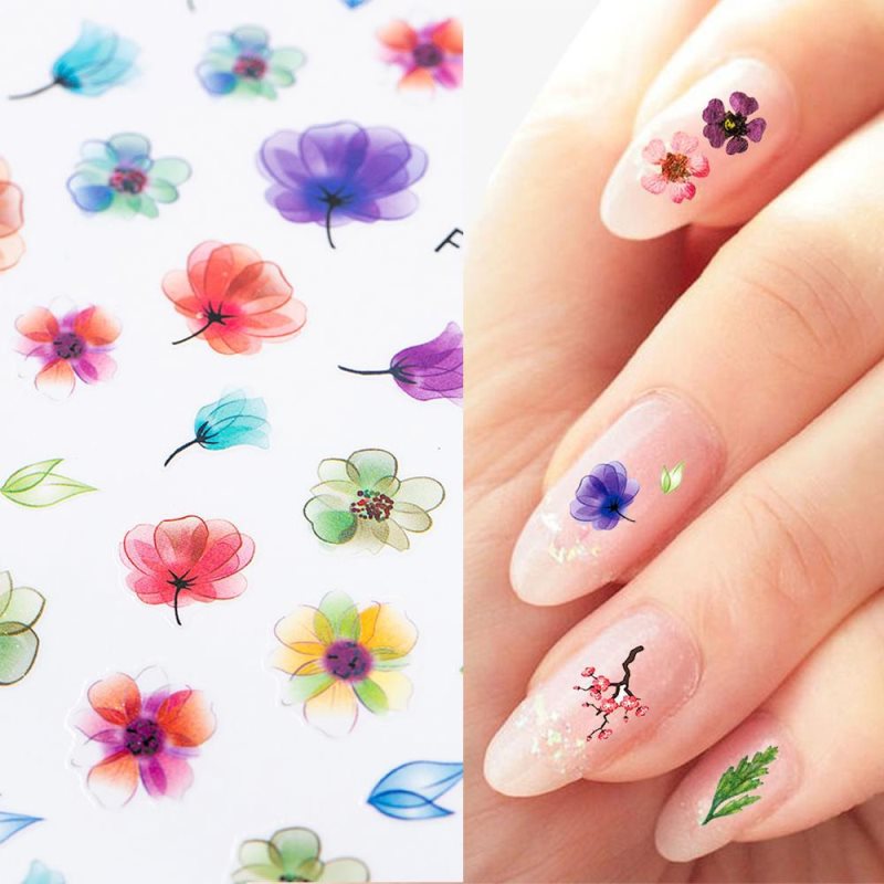 3D Nail Art Transfer Stickers 1 Vel Bloemenstickers Manicure Decoratie Tips Nail Art Water Transfer Stickers Nail Tips DIY