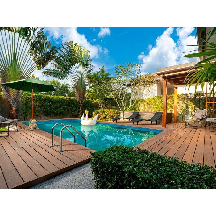 Piscina rectangular de madera 